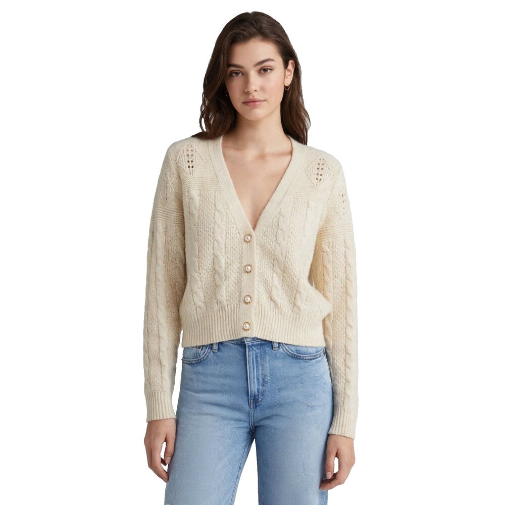 Sugar Moon Cream Cable Knit Pearl Button Cardigan - XL - NWT